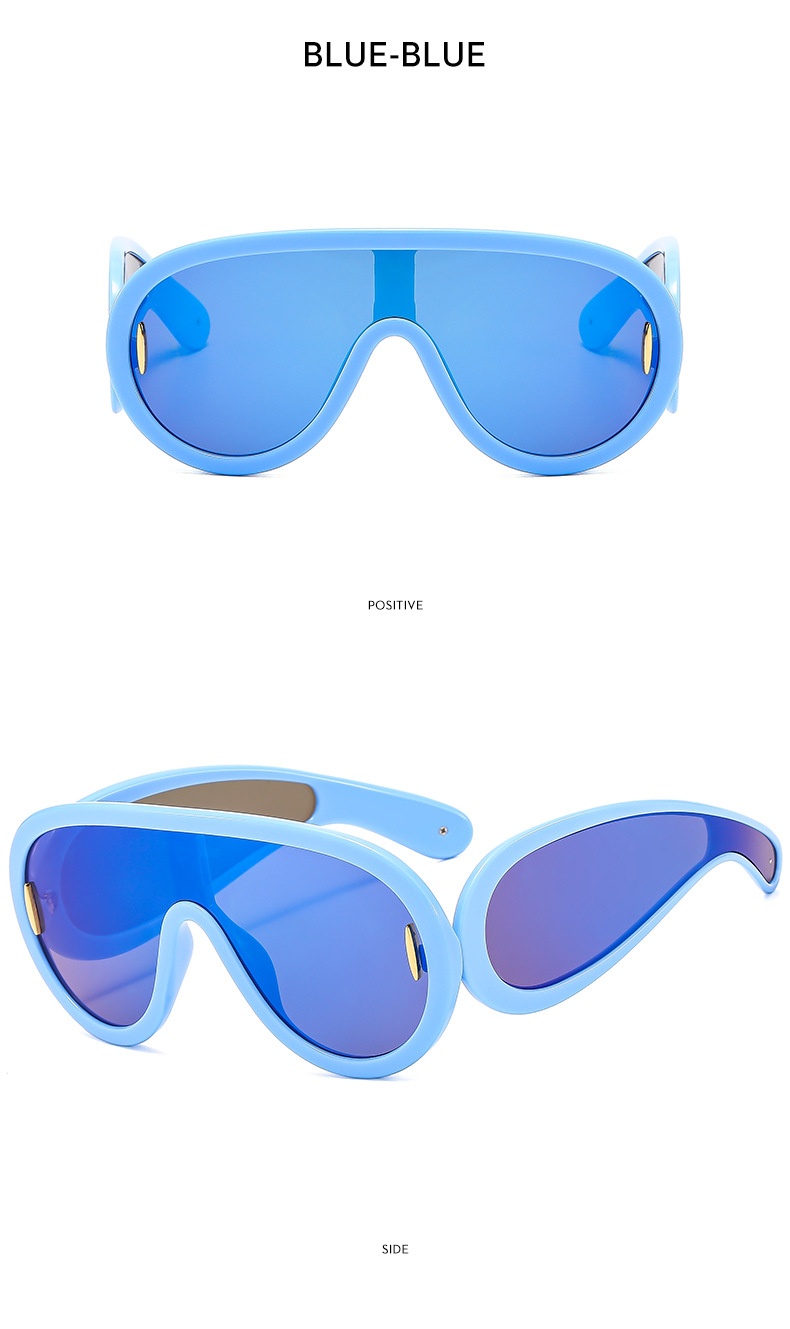 New large frame integrated lens fashionable punk futuristic sunglasses, ins sunglasses_voghion.com
