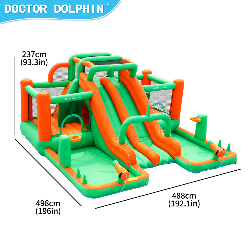 Doctor Delfín | Parque acuático interior pequeño, castillo inflable para el hogar, tobogán infantil combinado, zona de juegos acuáticos, trampolín antideslizante