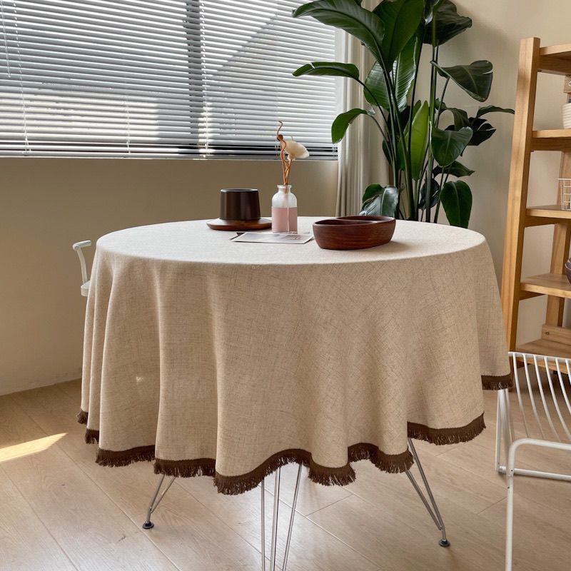 Mantel de algodón y lino de estilo vintage en tonos cálidos, mantel de mesa de comedor estilo americano, mantel para mesa de café, tapete rectangular de tela para mesa de escritorio.