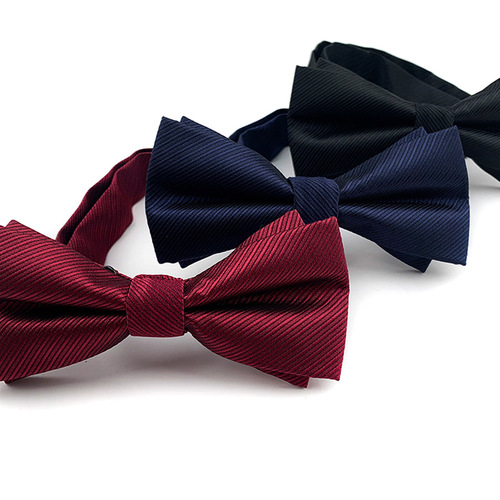  Korean style men's wedding, groom and best man bow tie burgundy black ladies dress bow