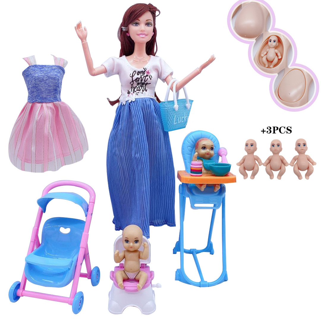 11.5 inch 30cm movable joint pregnant Bobby doll big belly play house girl toy dress gift