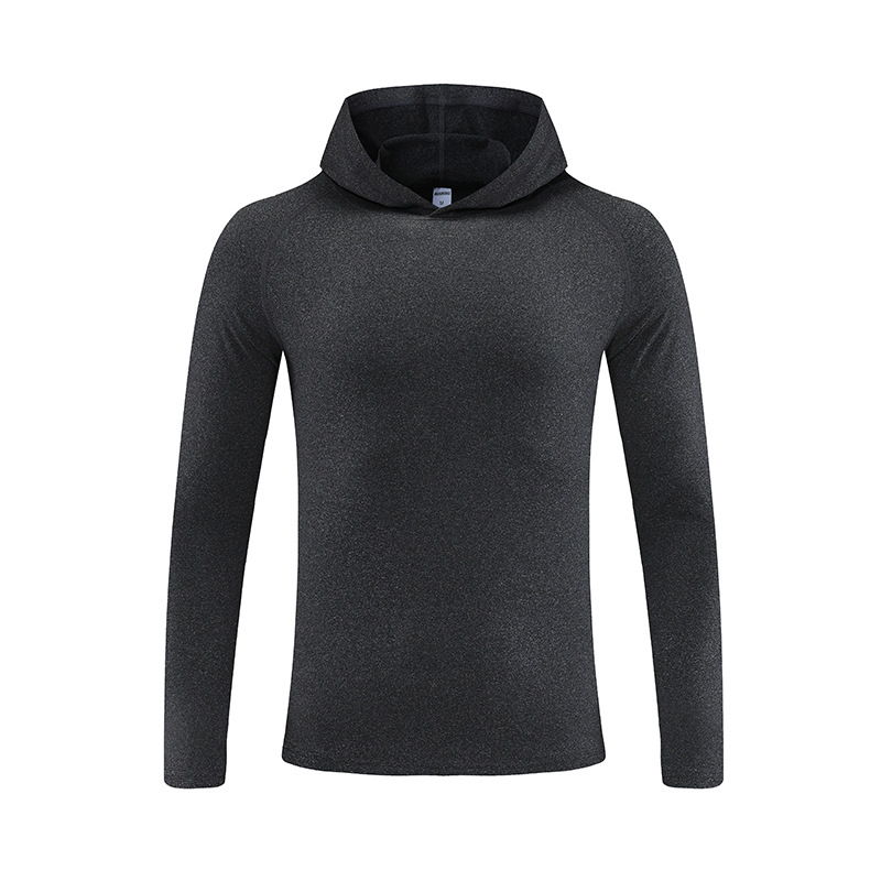 Otoño e Invierno Camiseta deportiva de manga larga Entrenamiento de fitness para hombres con capucha delgada de secado rápido transpirable estiramiento casual camiseta hombres