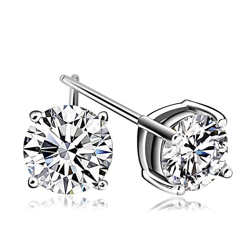Inlay Design 1 Pair Simple Style Heart Shape Inlay Copper Zircon Ear Studs