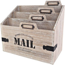 木制桌面文件分类器用品收纳箱带可爱夹套装,多功能文件邮托盘