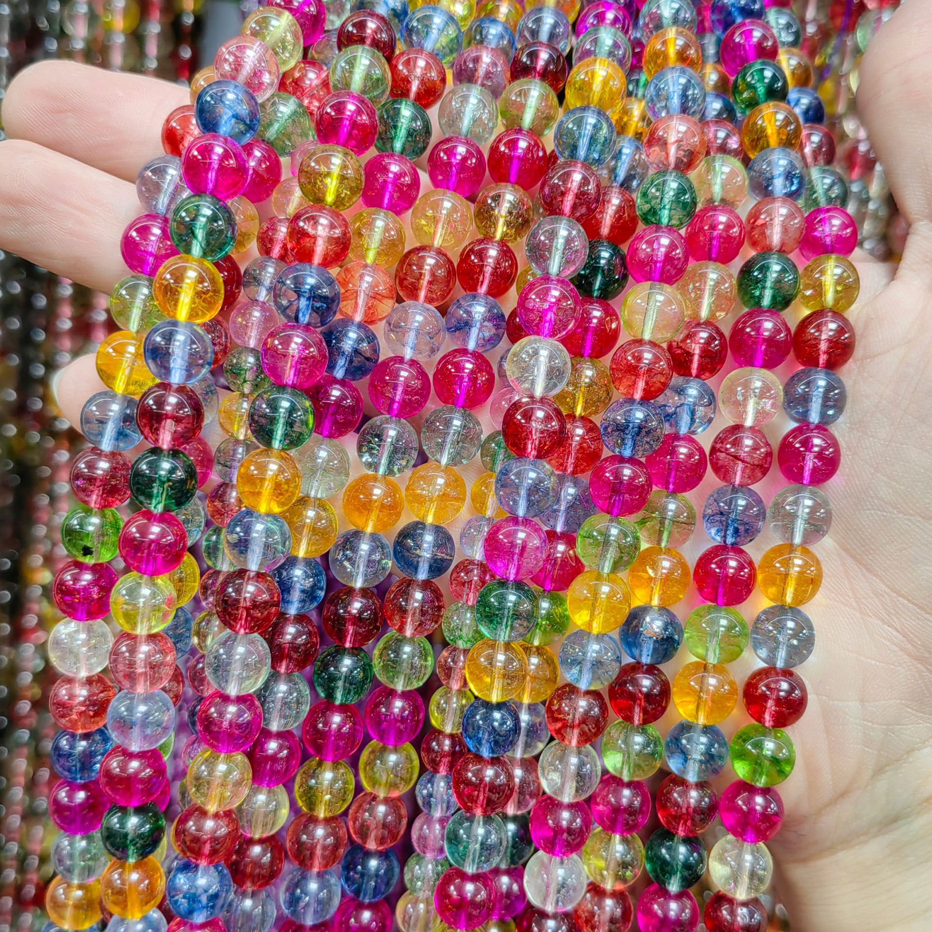 Vidrio de alta imitación cristal fantasma multicolor cuentas dispersas semiacabadas accesorios de joyería DIY cuentas hechas a mano al por mayor