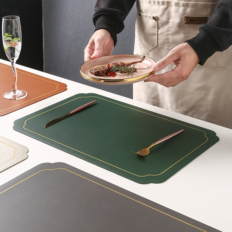 Estilo chino transfronterizo Ruyi Phnom Penh Mantel de cuero Mantel de mesa occidental de alta gama Alfombrilla de mesa redonda impermeable Mantel de hotel