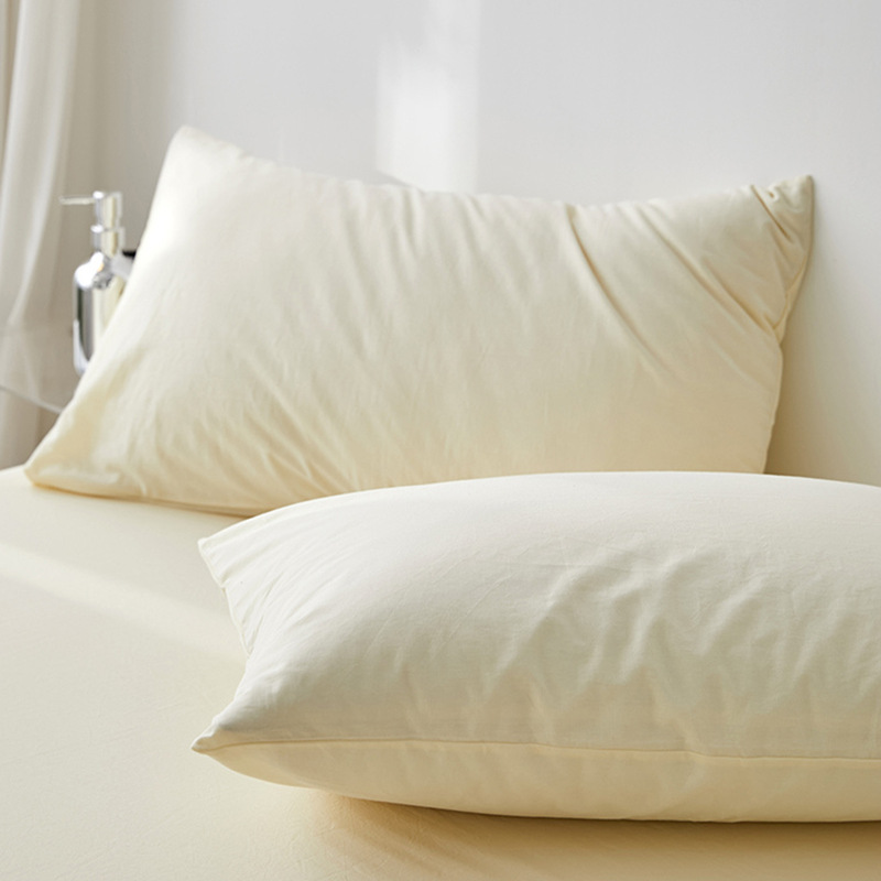 INS Liangpin Funda de almohada de algodón lavado Funda de almohada de algodón de color sólido de algodón puro Dos simple 48*74cm Par individual