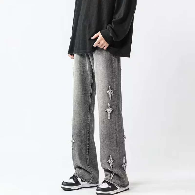 Retro fitted overall, trousers, jeans, American style, loose straight fit, high-quality style, oversize