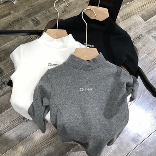 Spring and Autumn Men's and Women's Children's Wear Base Shirt Baby's Western Style Children's Personality Trendy Brand Korean Half-high Collar Letter Smiley T-Shirt