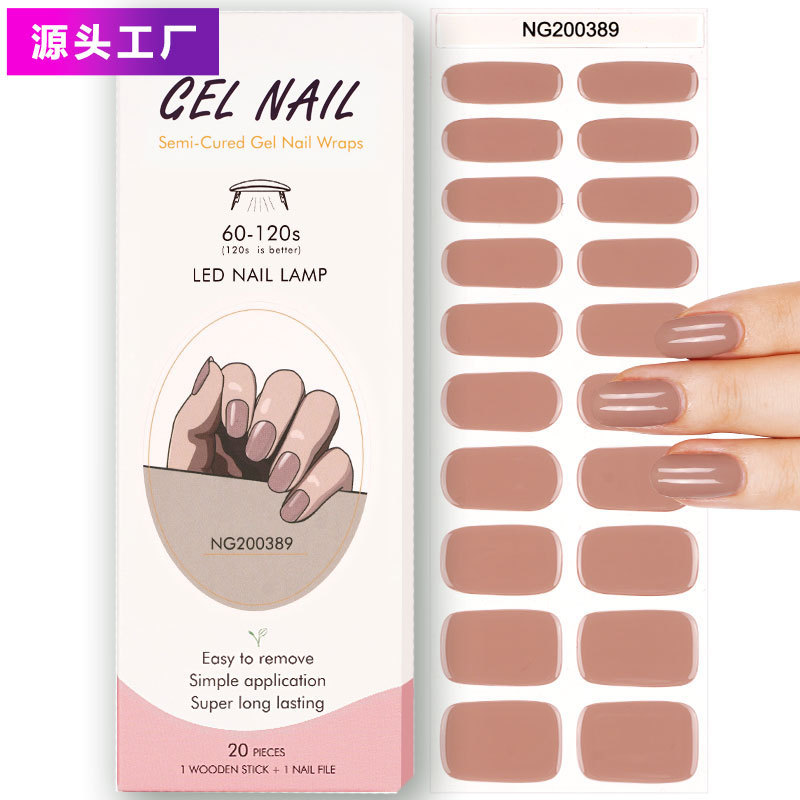 Solid Color Gel Nail Stickers Wholesale Korean Nail Polish Film Gel Nail Stickers 20 Pieces on Demand with Light Curing Nail Stickers Solid Color Gel Nail Stickers Wholesale Korean Nail Polish Film Gel Nail Stickers 20 Pieces on Demand with Light Curing Nail Stickers
