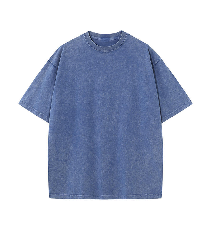 Transfronterizo europeo y americano pesado copo de nieve frito algodón retro lavado y viejo OVERSIZE camiseta de manga corta personalizada de marca de moda de bricolaje