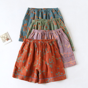 Jacquard Pajama Pants Women's Summer Shorts Pure Cotton Gauze Thin Loose Casual Three-point Home Pants Summer Outer Wearing Full