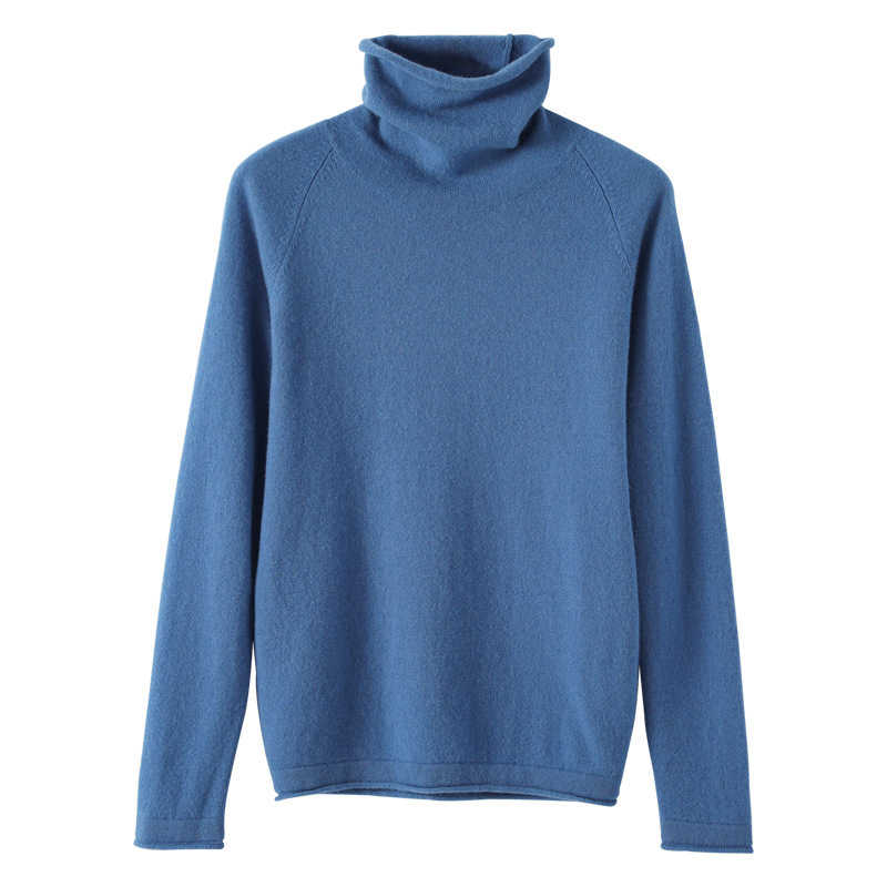 Cross-Border Rolled Edge Stacked Collar 2025 Short Sweater Autumn and Winter New Women's Loose Core-Spun Yarn Knitwear Base Shirt