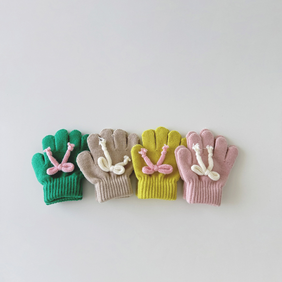 Mädchen handschuhe Winter flut süße schleife baby mädchen warme winddicht fünf finger stricken_voghion.com
