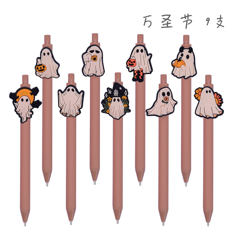 人気のハロウィン DIY ゲルペン学生文具用品クリエイティブパーソナライズされたプレスペンかわいい漫画ボールペン|undefined