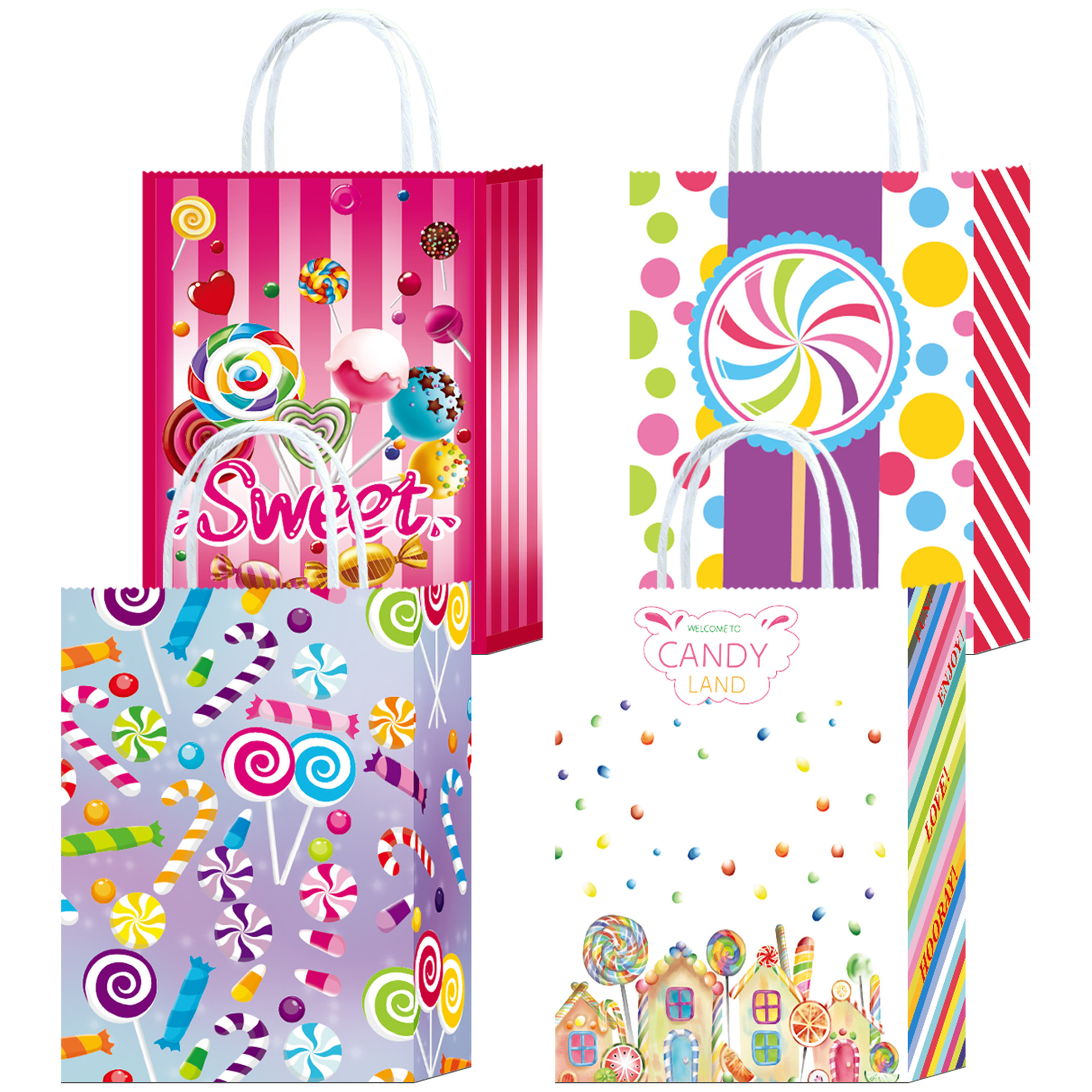 亚马逊款可爱风糖果手提礼品纸袋派对购物礼物袋伴手礼牛皮纸袋