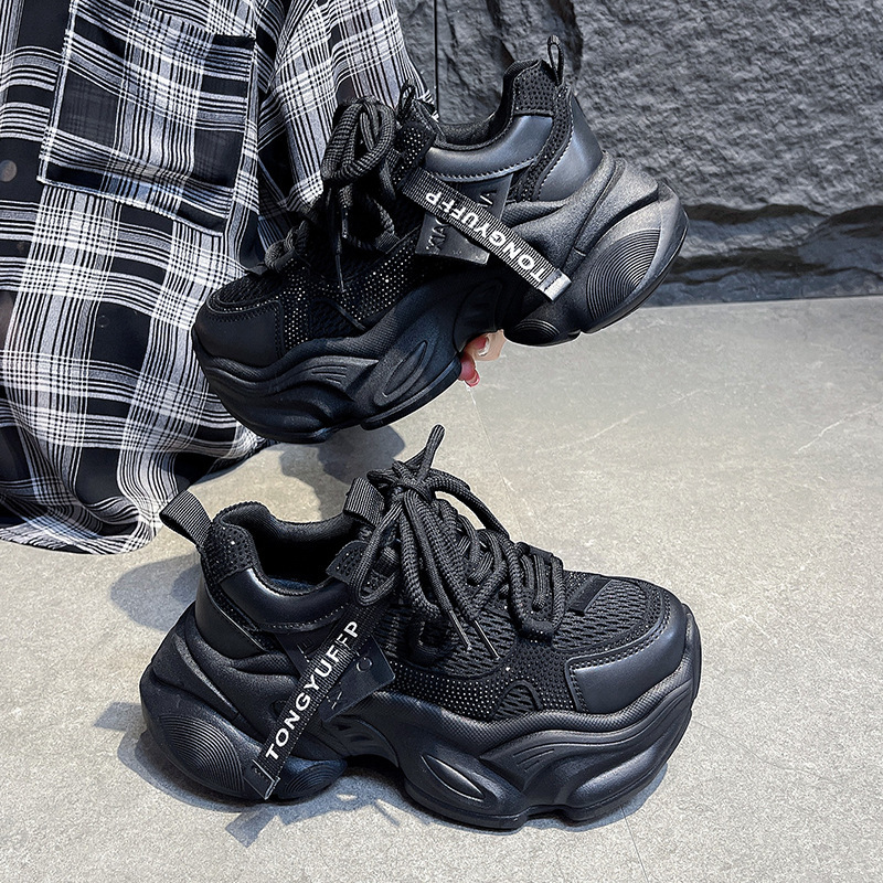 欧货复古擦色做旧水钻老爹鞋女2025秋季新款炸街休闲运动爆款潮鞋|undefined