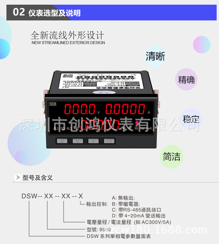 DSW-9902智能电参数盘面表祥情