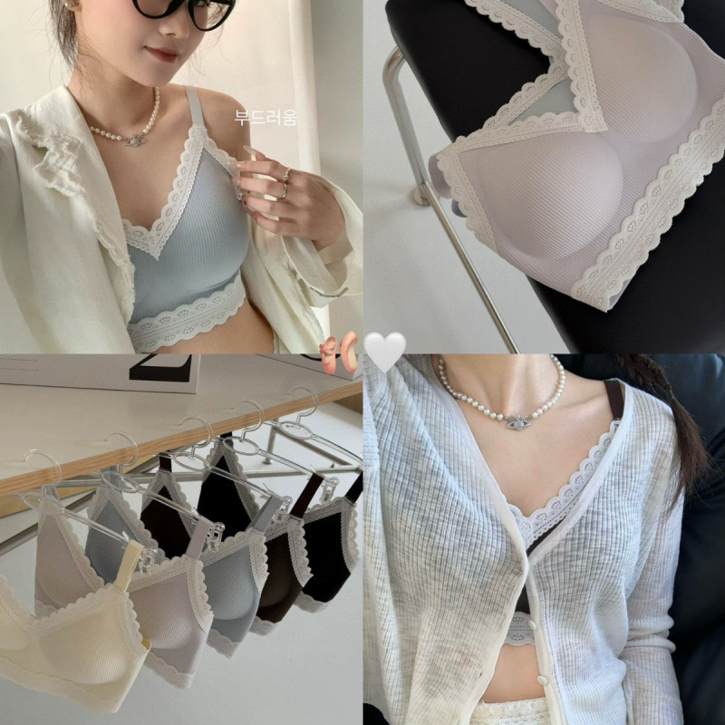MUZITATA Korean Style Early Spring Girly Style 0519 Soft Support Vest Underwear Women's Lace All-match Bra Cross-border