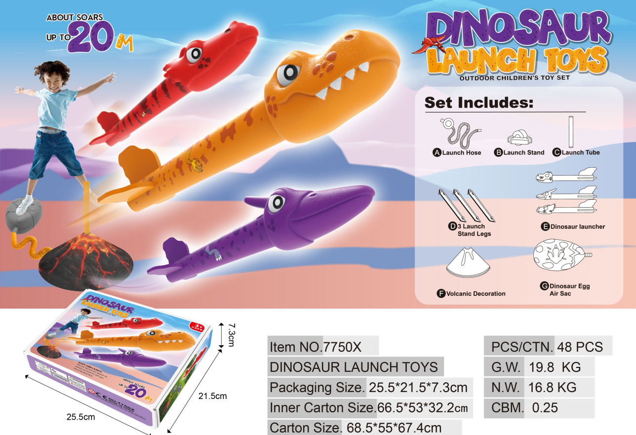 Juguetes interactivos al aire libre transfronterizos volar dinosaurios cohetes Amazon lanza cohetes artillería catapulta platillos voladores