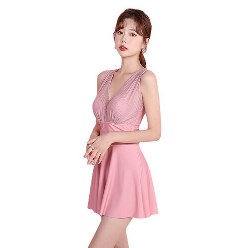 Women's Swimsuit  Summer New Fairy Style Cover Belly Slimming Conservative One-piece Skirt Swimming Pool Swimwear Wholesale
