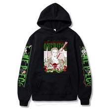 跨境外贸欧码新款 索隆 海贼王 动漫 潮流街潮不加绒棉连帽卫衣