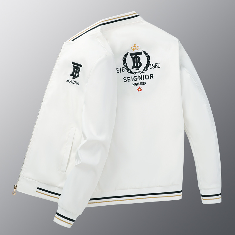 Spring Autumn Winter New Trendy Brand Embroidered Aviator Jacket Coat Men's Business Casual Baseball Suit