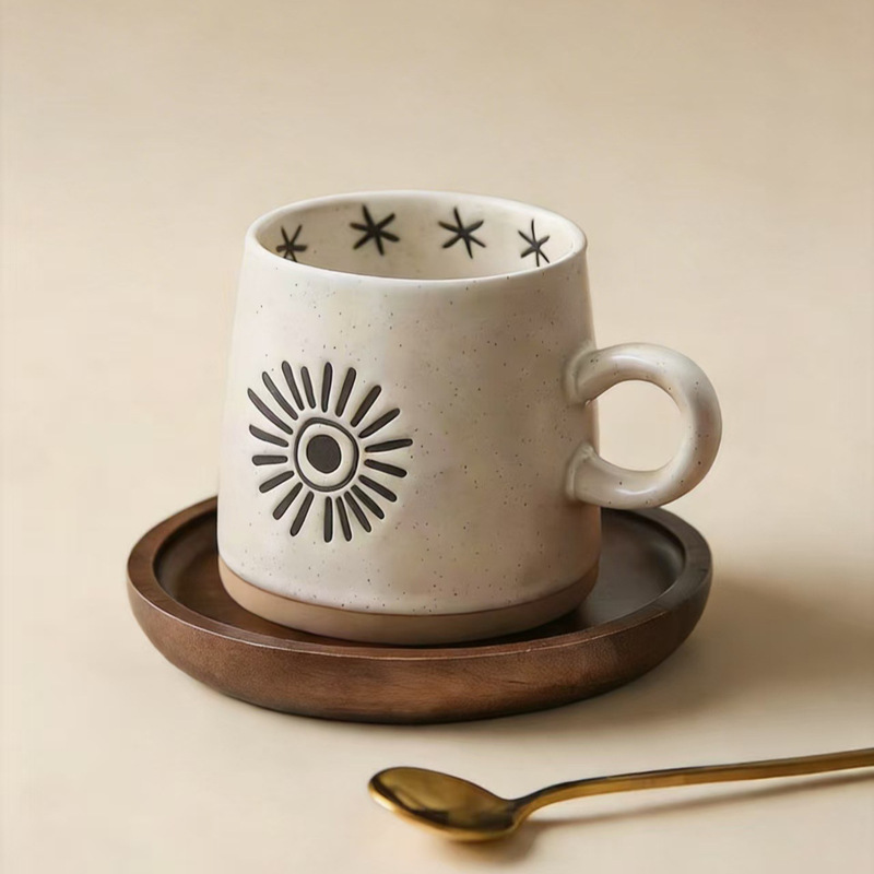 Ceramic mug breakfast oat cup stoneware cup ins literary couple pair cup retro nostalgic coffee cup Ceramic mug breakfast oat cup stoneware cup ins literary couple pair cup retro nostalgic coffee cup