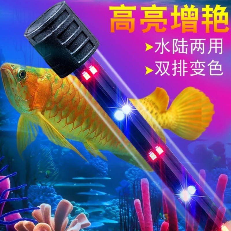 鱼缸灯管灯led七彩增艳灯小型灯三基色水族箱潜水节能灯一件代发