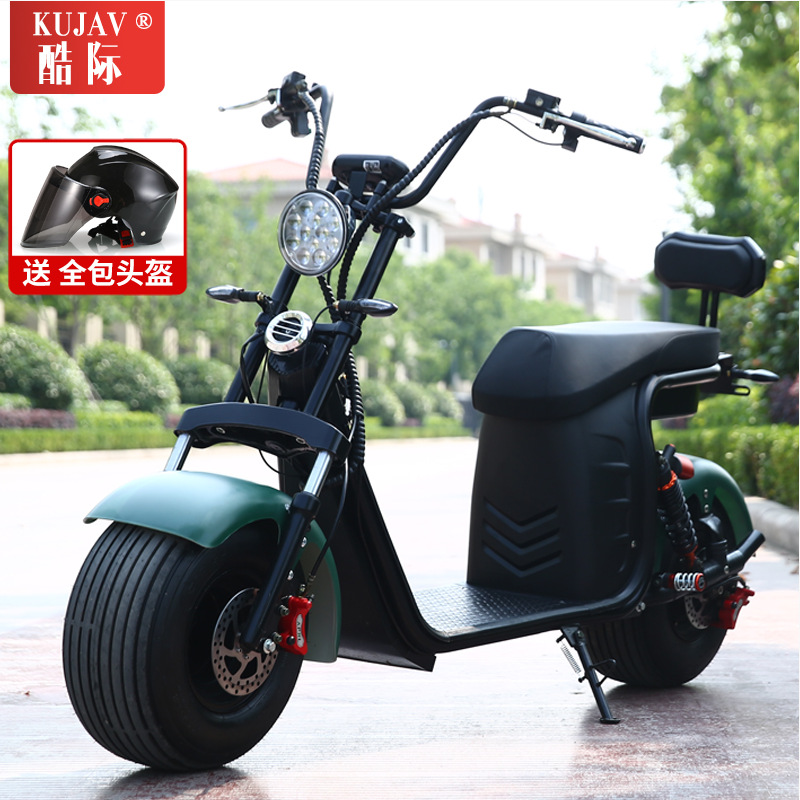 Kuji bicicleta eléctrica monopatín de litio tranvía Harley coche eléctrico neumático ancho adulto batería coche motocicleta rueda grande