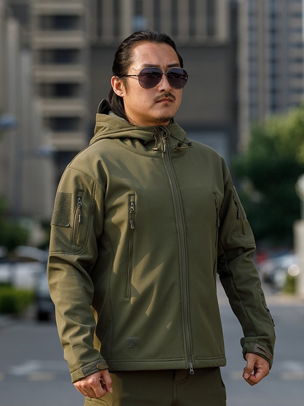 Camuflaje de piel de tiburón chaqueta de camuflaje acolchada táctica chaqueta con capuz Fabricante en stock