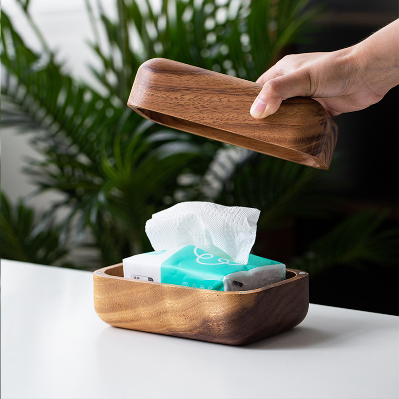 Directo DE FÁBRICA DE América del Sur caja de pañuelos de nogal de madera maciza caja de pañuelos de almacenamiento de madera entera caja de pañuelos simple chino