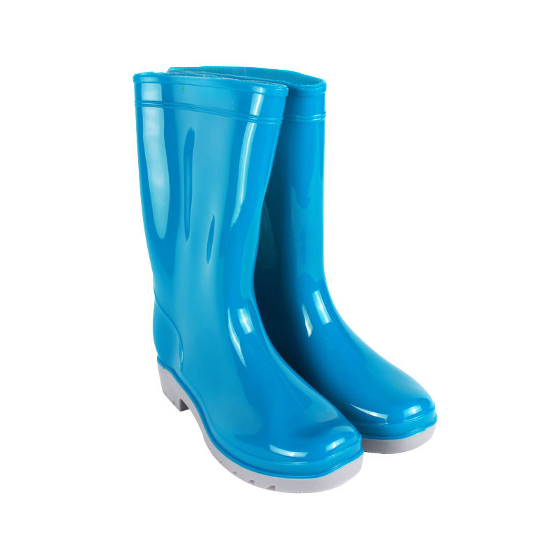 海洋鹿蓝色中筒防滑水鞋防水耐磨牛筋底劳保安全防护靴女士雨靴