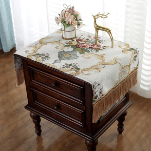 Jacquard Nordic Bedside Table Cover Cloth Cover Towel Household Bedroom Dresser Tablecloth Dust Cover Printer Table Mat Cloth