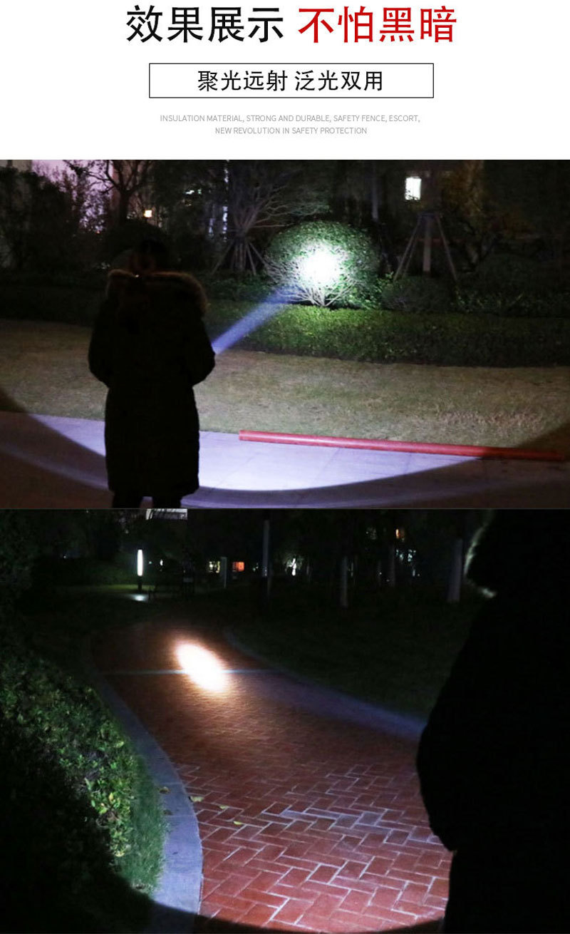 822LED太阳能充电强光手电筒 COB侧灯塑料 USB充电远射 家用照明详情24