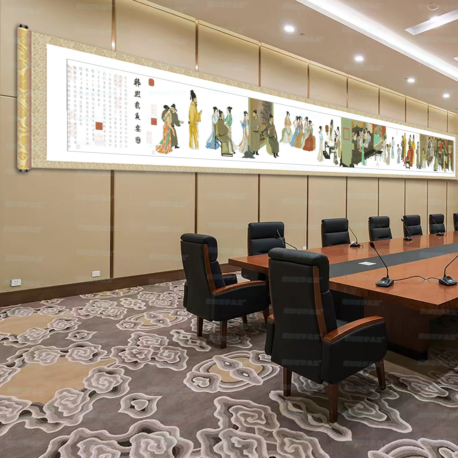 Monalisa Royal punto de cruz Han Xizai noche banquete imagen nuevo estilo elegante sala de estar entrada famosa pintura decoración estilo chino image 2