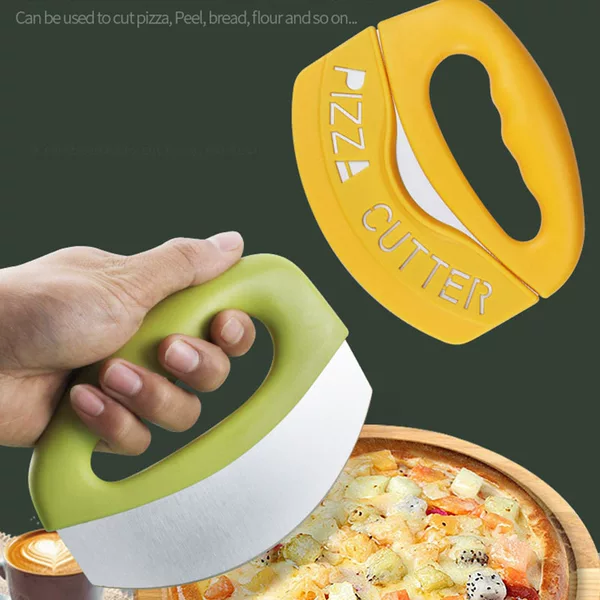 Semi-Circular Pizza Cutter with Stainless Steel Protective Cover, Multi-Purpose Pizza Knife, Amazon Semi-Circular Rocking Knife