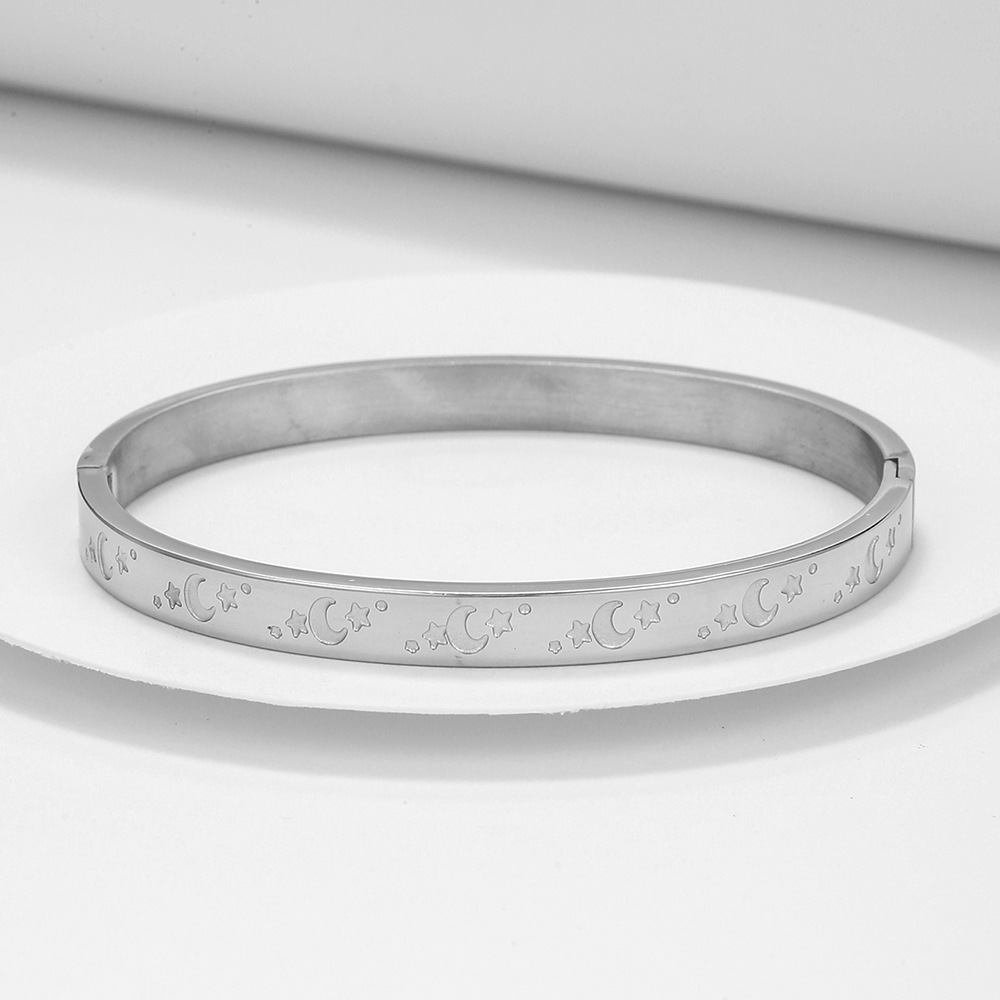 Simple Style Star Moon Titanium Steel Bangle Plating Stainless Steel Bracelets