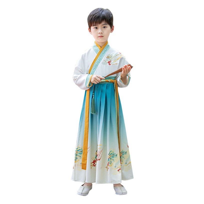 Children's ancient costume Hanfu Tang suit primary and secondary school students three-character Sutra children's Chinese style ancient style thin performance clothing