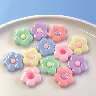 Cartoon Small Rounded Five-Petal Flower DIY Cream Glue Hairpin Hair Tie Phone Case Backpack Resin Accessories Cartoon Handmade
