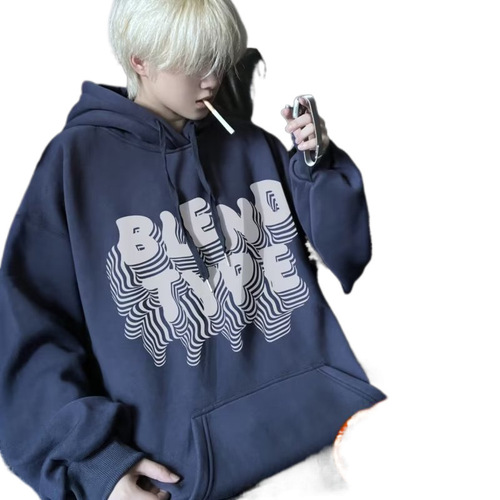 Heavyweight Hooded Sweatshirt for Men - Spring and Autumn Season American Retro Street Art Graffiti Print Top Casual Sport Sweatshirt