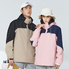 压胶冲锋衣男女情侣款休闲防风防水三合一两件套工作服定印制LOGO