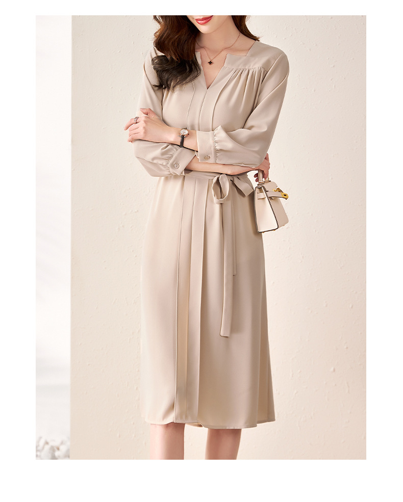 Đầm maxi nữ thắt eo voan Pháp thanh lịch đi làm — Màu xanh tím than chi tiết 11