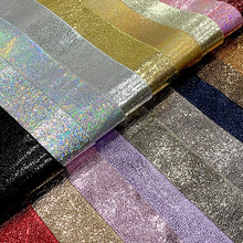 廠家直銷反光金屬爆裂紋皮幻彩鐳射pu皮料彩虹舞台服裝箱包手袋革