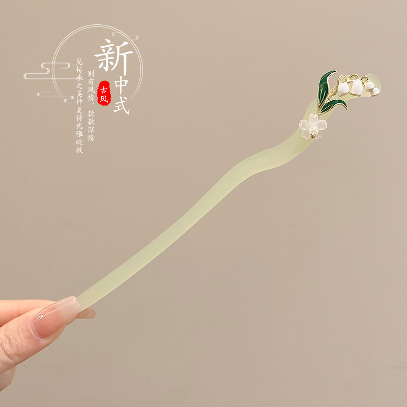 古风新中式发簪女高级感花朵木簪日常通勤国风盘发器簪子汉服头饰|undefined