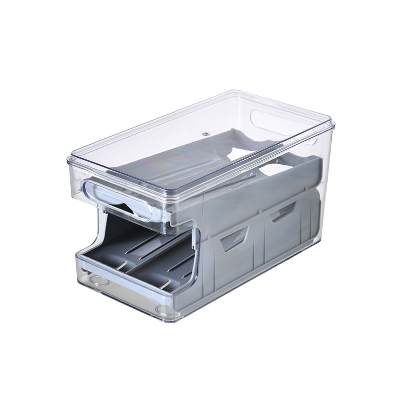 Organizador de refrigerador deslizante | Huevera doble capa con tapa