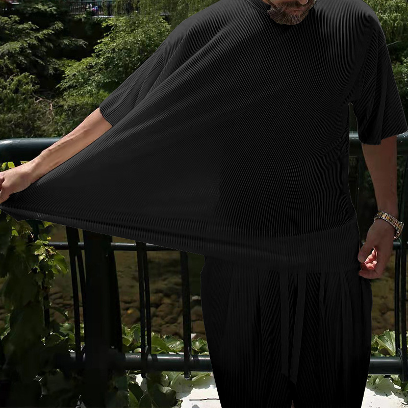 Men's Cooling Athletic Short Sleeve T-Shirt & Shorts Set - Breathable Loose Fit Summer Sportswear_viptrois.com
