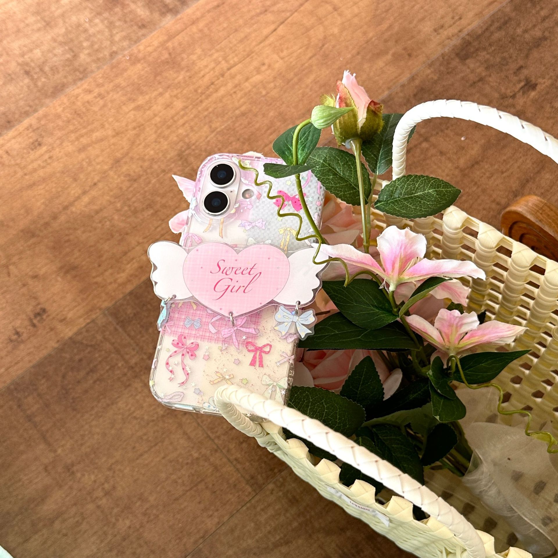 Soporte de amor con lazo para niña para iPhone 15/16 Apple 16Pro funda para teléfono móvil 15Pro femenino 14/13