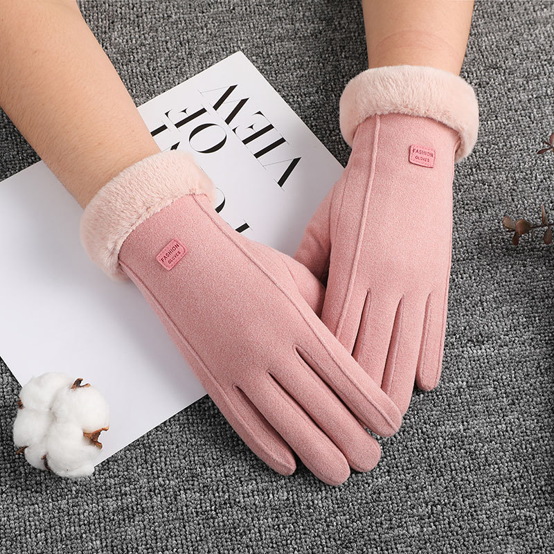 Zhao Dengsheng invierno guantes calientes pantalla táctil de las mujeres forrada de lana engrosada ciclismo al aire libre antideslizante guantes de montar de terciopelo al por mayor