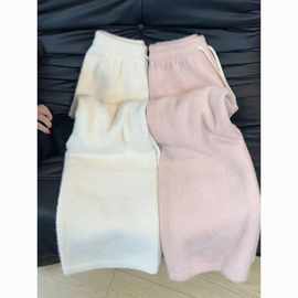 水貂绒阔腿裤女秋冬款高腰垂感宽松小个子休闲百搭显瘦加绒糯米裤